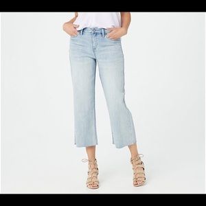 Laurie Felt Daisy Denim Wide Leg Cropped Jeans, Size 8